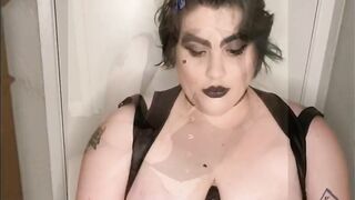 Goth Bitch Wetting White Panties, Fresh Hot Piss in Pussy, First Time Piss Drinking