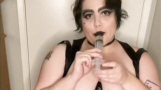 Goth Bitch Wetting White Panties, Fresh Hot Piss in Pussy, First Time Piss Drinking