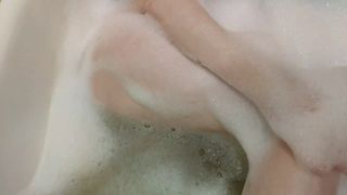 Sexy Teen Girl Masturbate Clitor in Foam Bath and Put Finger to Asshole.