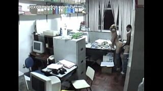 Naughty blonde has sex with another employee inside accounting office