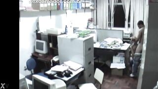 Naughty blonde has sex with another employee inside accounting office