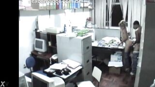 Naughty blonde has sex with another employee inside accounting office