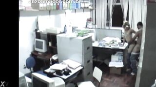 Naughty blonde has sex with another employee inside accounting office