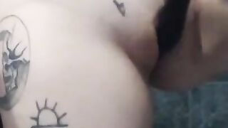 Fucks her pussy hard with a vibrator.