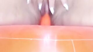 Bouncing on new inflatable toy/ BIG ORGASM