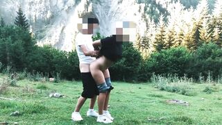 Big ass student fucked in the forest in standing doggystyle