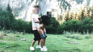 Big ass student fucked in the forest in standing doggystyle