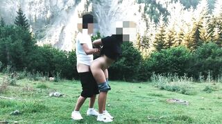 Big ass student fucked in the forest in standing doggystyle