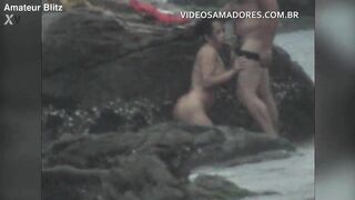 Couple is caught fucking on the beach during storm