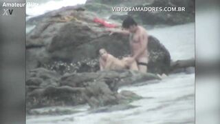 Couple is caught fucking on the beach during storm