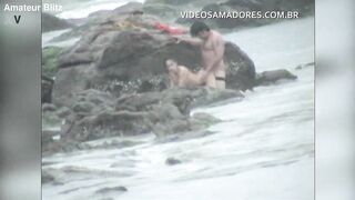 Couple is caught fucking on the beach during storm