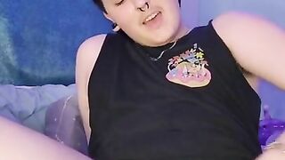 Ftm Transman femboy unboxes and uses wolf dildo