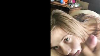 blonde girl gives an awesome blow job & get fuck hard