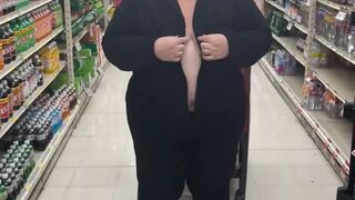 Flashing my tits at the supermarket.