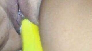 He banana fucks and spits on my tight pussy