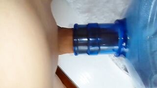 could not resist and passionately fucked a water cooler! big cock and bootle cumshot????