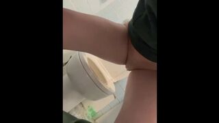 Peeing on public toilet making a mess