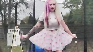 Outside Trampoline Femdom Trample Jumping in Sandals Foot Fetish Butt Drops