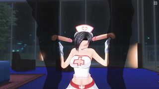 3D HENTAI Nurse sucks dick from two patients at once