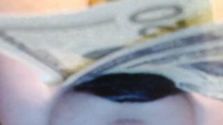 Leaving Messy Black lipstick Prints on Fake money (FINDOM FETISH )