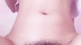 massaging hairy teen virgin pussy and rubbing tits for daddy