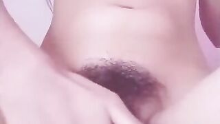 teen fingering hairy pussy hard and whimpering orgasm