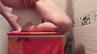 Fast clit rubbing masturbation to body shaking orgasm on the washer and dryer machine - laundry room