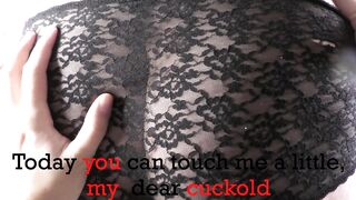 You can touch my cheating belly only one minute, cuck - Cuckold Captions ~ Cuckold Motivations